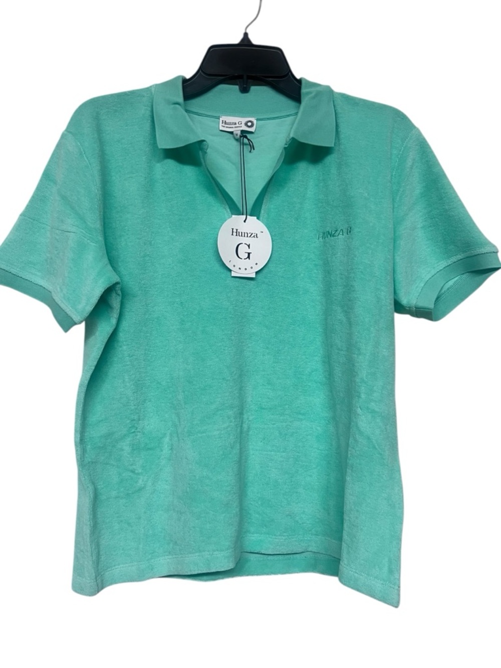 New Hunza G Terry Towelling Mint Green Polo Top - Picture 2 of 7